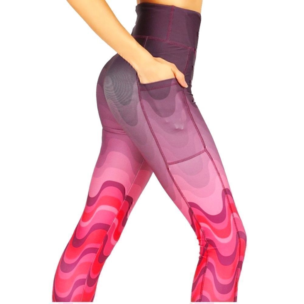 🔟CodeFit Top Trend Unique Wave Ombre Pattern. PINK/PURPLE Size L. Tummy control - Picture 4 of 12